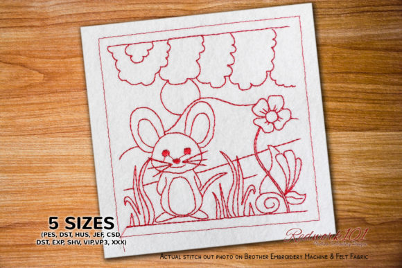 Cute Mouse Lineart for Holiday Embroidery