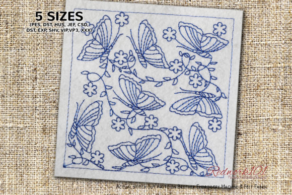 Review: Butterfly Seamless Pattern Redwork for Craft Fairs