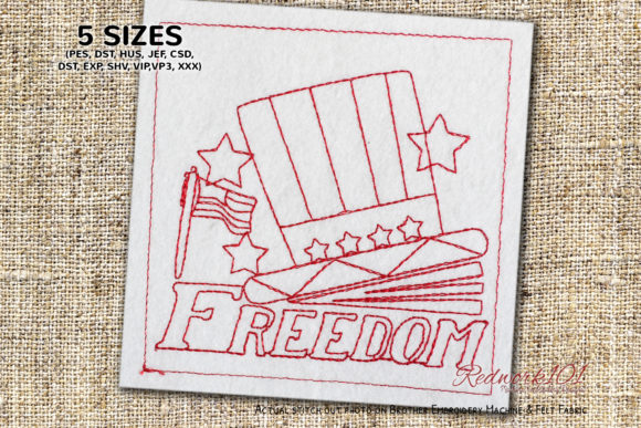 Reviewing the Hat with United States Flag Redwork Design